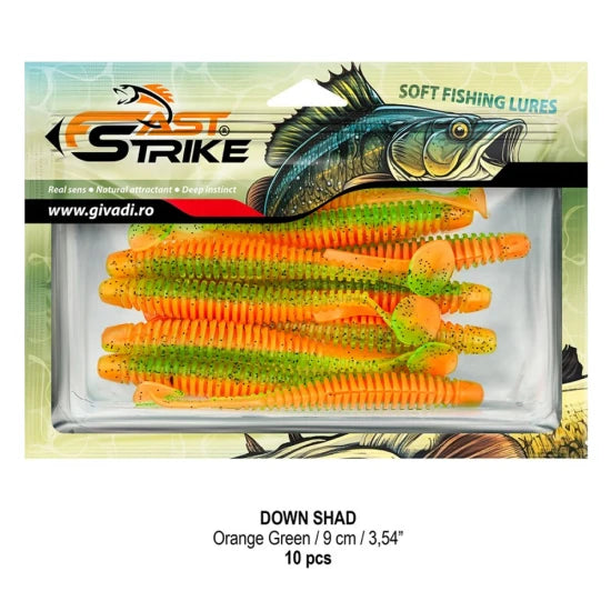 Shad Fast Strike Down Shad 9cm, Orange Green, 10buc/pac