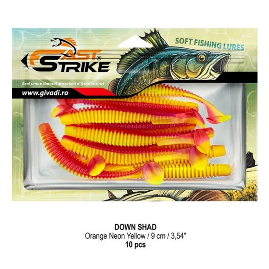 Shad Fast Strike Down Shad 9cm, Orange Neon Yellow, 10buc/pac