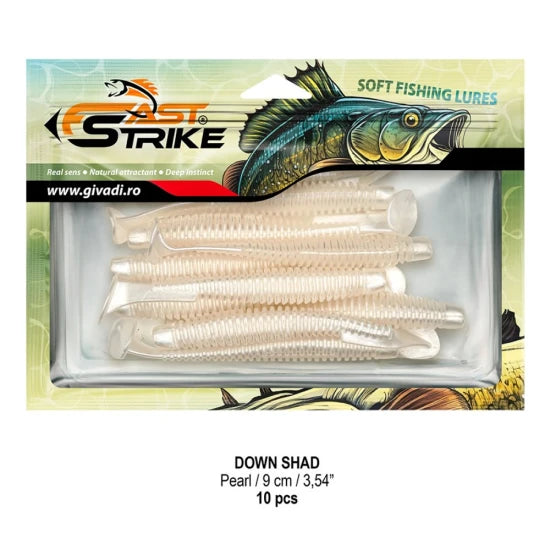 Shad Fast Strike Down Shad 9cm, Pearl, 10buc/pac