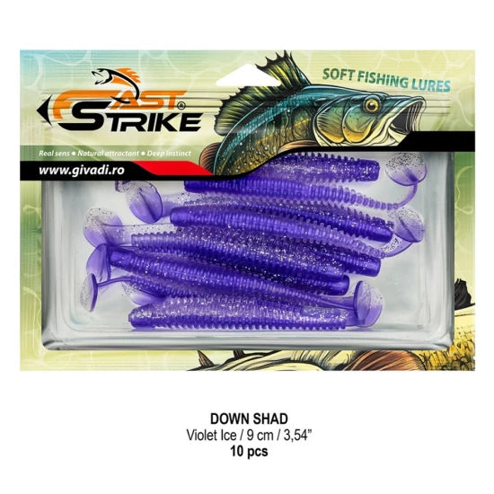 Shad Fast Strike Down Shad 9cm, Violet Ice, 10buc/pac