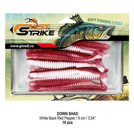 Shad Fast Strike Down Shad 9cm, White Back Red Pepper, 10buc/pac