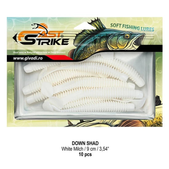 Shad Fast Strike Down Shad 9cm, White Milch, 10buc/pac