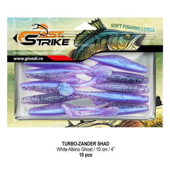 Shad Fast Strike Turbo Zander, 10cm, Albino Ghost, 10buc/pac