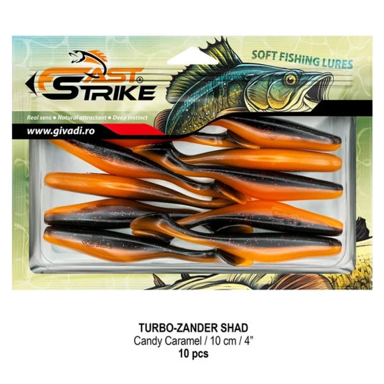 Shad Fast Strike Turbo Zander, 10cm, Candy Caramel, 10buc/pac