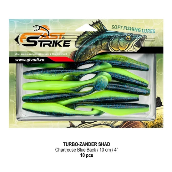 Shad Fast Strike Turbo Zander, 10cm, Chartreuse Blue Back, 10buc/pac