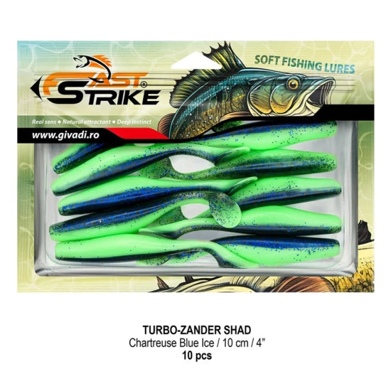Shad Fast Strike Turbo Zander, 10cm, Chartreuse Blue Ice, 10buc/pac