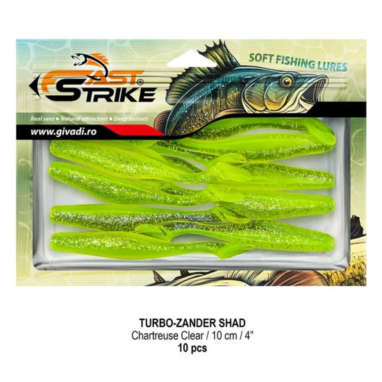 Shad Fast Strike Turbo Zander, 10cm, Chartreuse Clear, 10buc/pac