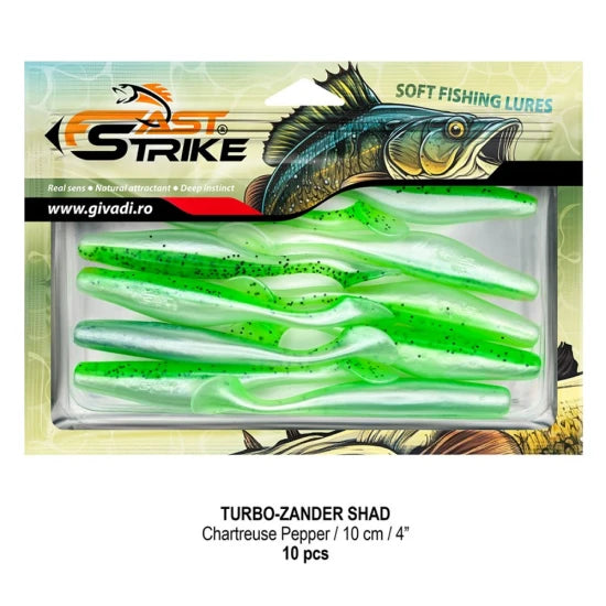 Shad Fast Strike Turbo Zander, 10cm, Chartreuse Pepper, 10buc/pac