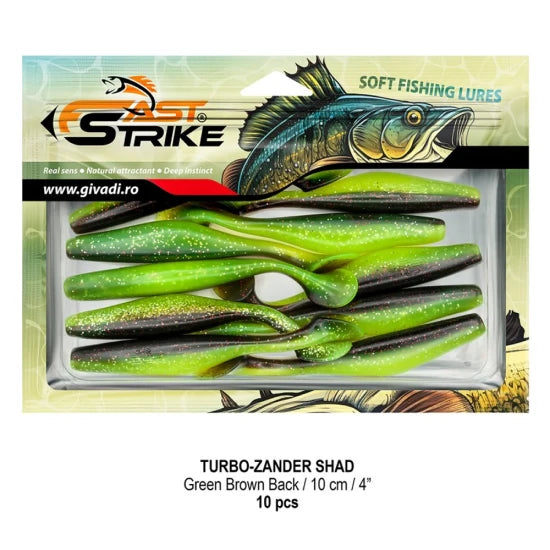 Shad Fast Strike Turbo Zander, 10cm, Green Brown Back, 10buc/pac