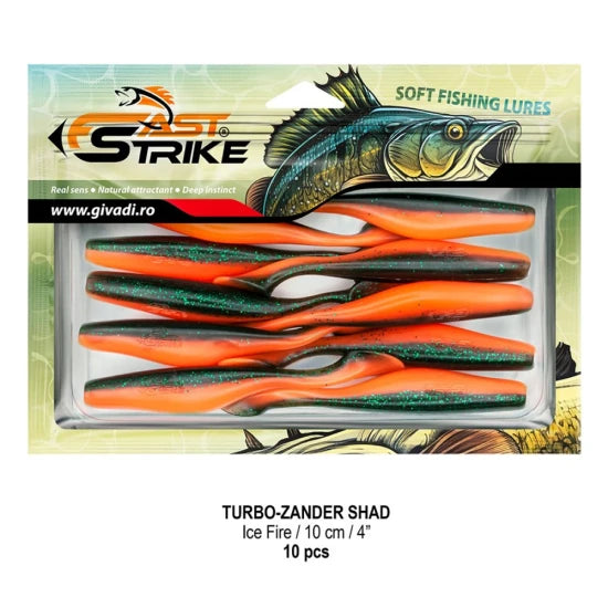 Shad Fast Strike Turbo Zander, 10cm, Ice Fire, 10buc/pac