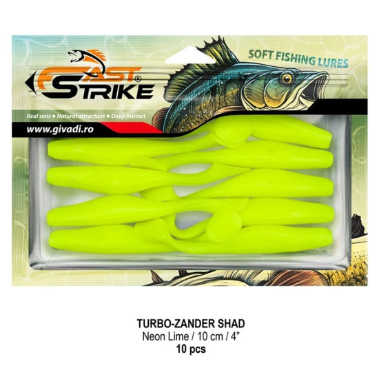 Shad Fast Strike Turbo Zander, 10cm, Neon Lime, 10buc/pac