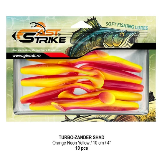 Shad Fast Strike Turbo Zander, 10cm, Orange Neon Yellow, 10buc/pac