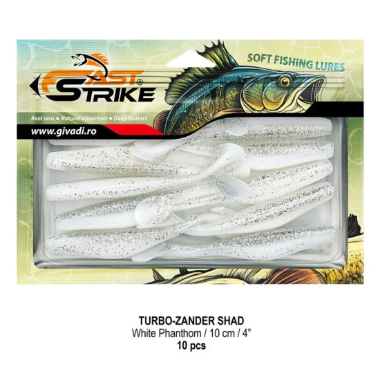 Shad Fast Strike Turbo Zander, 10cm, White Phantom, 10buc/pac