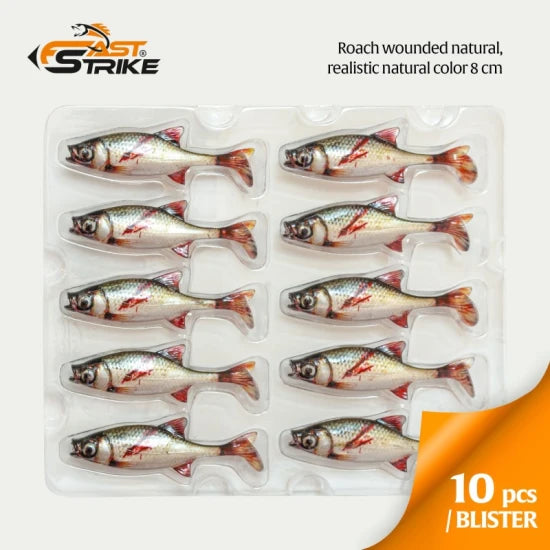 Shad Fast Strike Roach, Rwn Roach Wounded Natural, 8cm, 5g