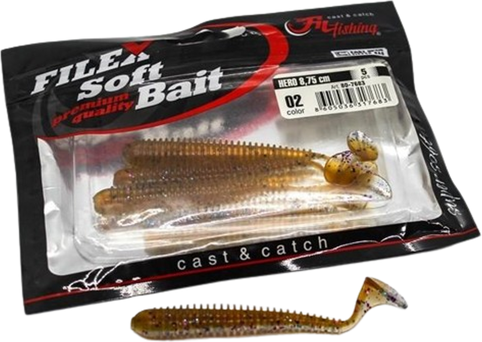 Shad Filfishing Filex Worm Hero, Culoare 02, 8.75cm, 5buc/pac