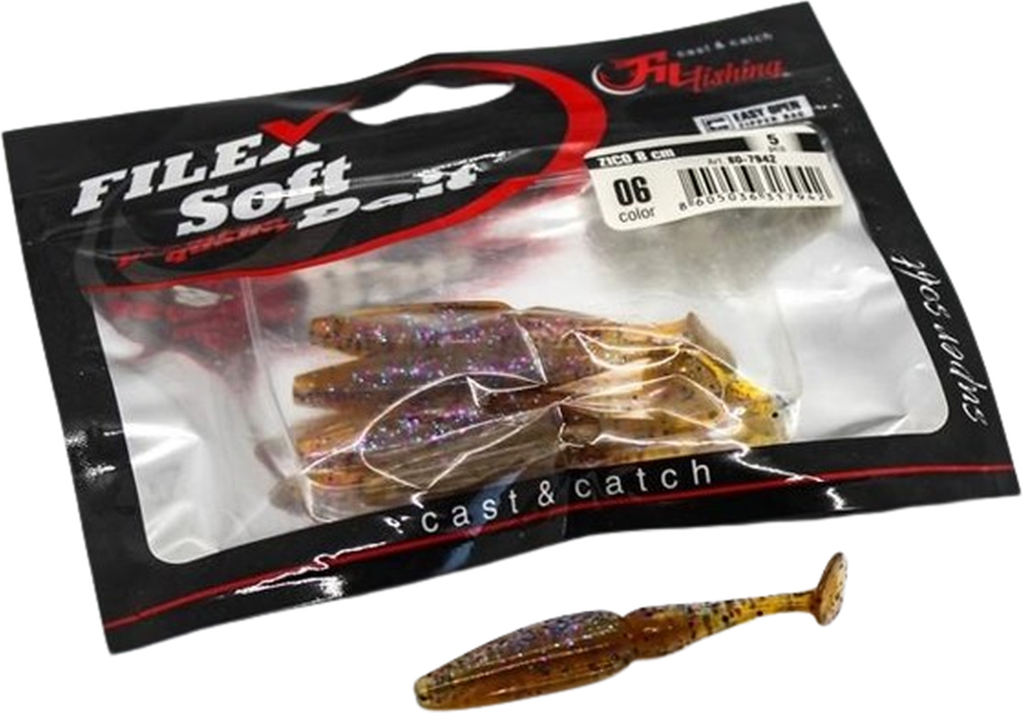 Shad Filfishing Filex Zico, Culoare 06, 8cm, 5buc/pac