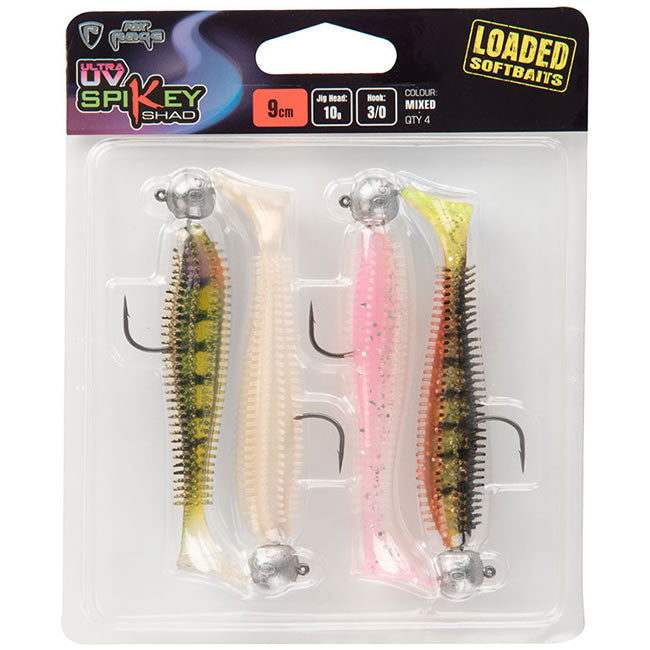 Shad Fox Rage Spikey Mixed UV colour pack LOADED, 6cm,  5g, 1/0 head, 4 buc