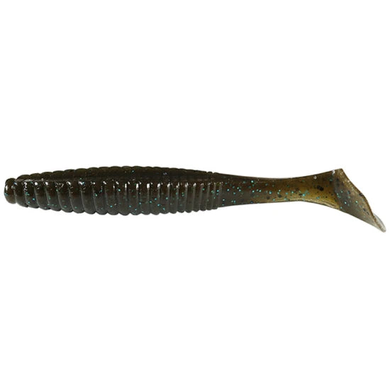 Shad Hide Up Stagger Original 4", 114 Green Pumpkin Blue Flake, 10.2cm, 10g, 8buc/pac