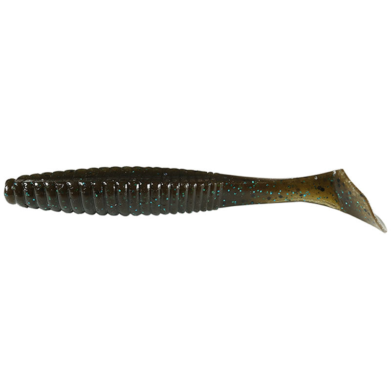 Shad Hide Up Stagger Original 4&quot;, 114 Green Pumpkin Blue Flake, 10.2cm, 10g, 8buc/pac