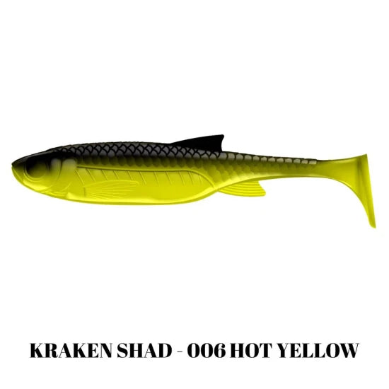 Shad Libra Lures Kraken Shad, 10cm, 7.5g, Hot Yellow, 6buc/pac