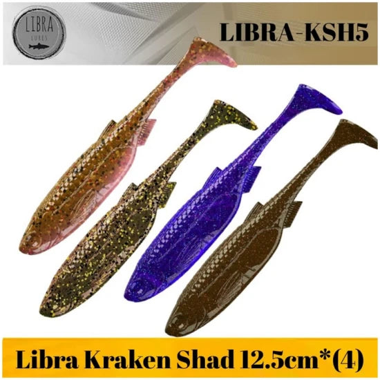 Shad Libra Lures Kraken Shad, 12.5cm, 15g, White, 4buc/pac