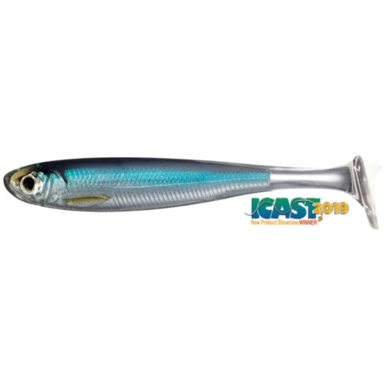 Shad Live Target Slow Roll Shiner Paddle Tail, Silver / Blue, 8.5cm, 4buc/pac