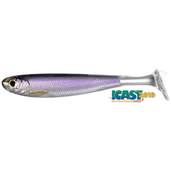 Shad Live Target Slow Roll Shiner Paddle Tail, Silver / Purple, 10cm, 4buc/pac