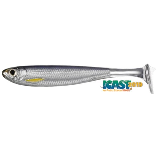 Shad Live Target Slow Roll Shiner Paddle Tail, Silver / Smoke, 10cm, 4buc/pac