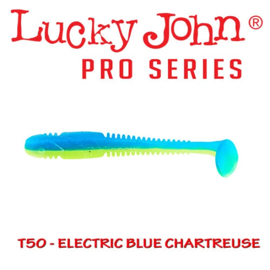Shad Lucky John Tioga Electric Blue Chartreuse 7.4cm 2.5g 7buc/plic