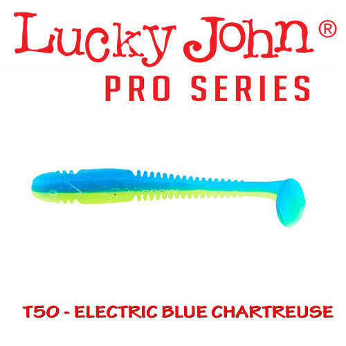 Shad Lucky John Tioga Electric Blue Chartreuse 7.4cm 2.5g 7buc/plic