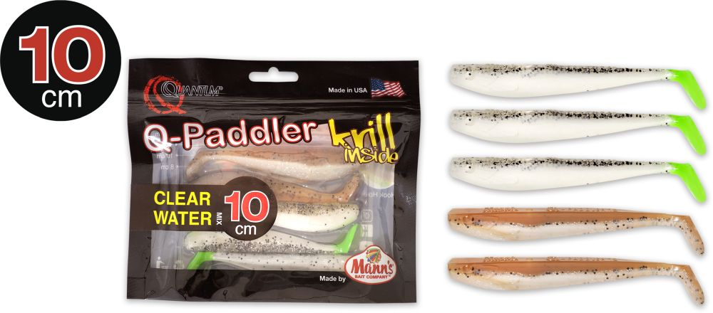 Shad Quantum 10cm Q-Paddler Power Packs Clear Water Mix 3x salt  pepper UV-tail 2x sand goby 5 buc/plic