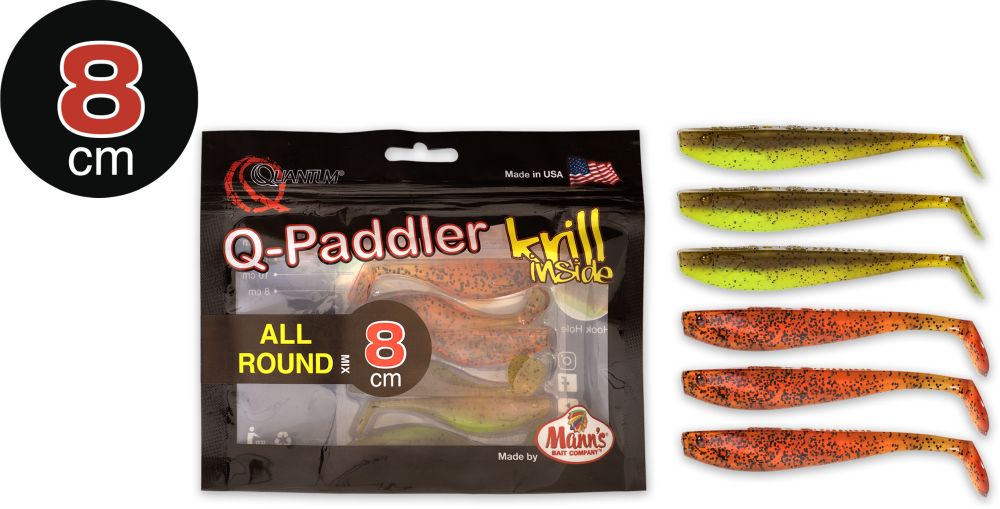 Shad Quantum 8cm Q-Paddler Power Packs Allround Mix  3x pumpkinseed chart 3x original appleseed  6.buc/plic