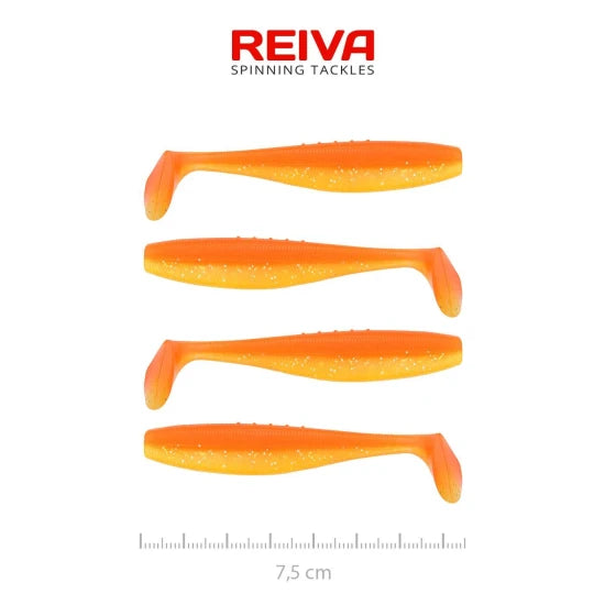 Shad Reiva Flat Minnow, Shiny Orange, 7.5cm, 3.19g, 4buc/pac