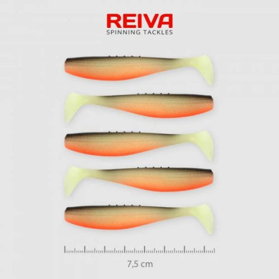 Shad Reiva Flat Minnow Alb-negru-rosu 7.5cm 5buc/plic