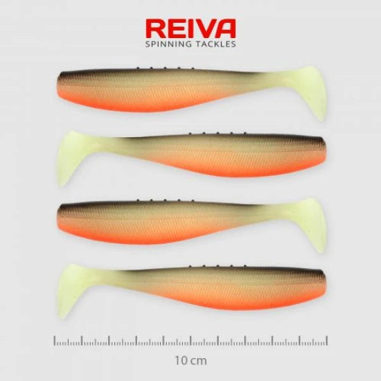 Shad Reiva Flat Minnow Alb-negru Sclipici 10cm 4buc/plic