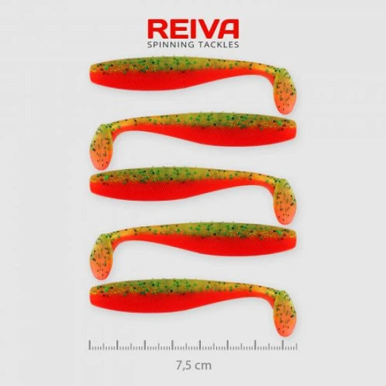 Shad Reiva Flat Minnow Galben-portocaliu Sclipici 7.5cm 5buc/plic