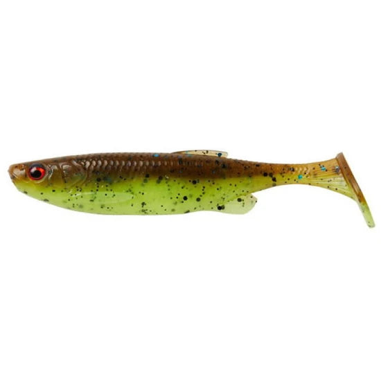 Shad Savage Gear Fat Minnow T-tail, Chartreuse Pumpkin, 9cm, 7g, 5buc/pac