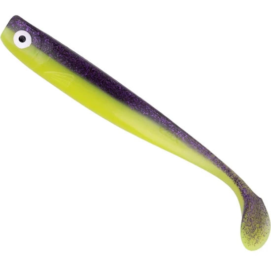 Shad Zeck Zander Gummi, Purple Chartreuse, 16cm, 22.5g, 3buc/pac