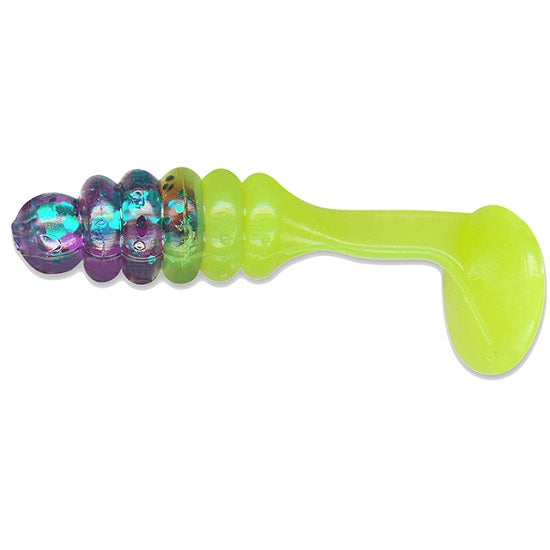 Slider Crappie Panfish Charlie Brewers Slider 2.5cm GF128 Junebug Chartreuse Tail