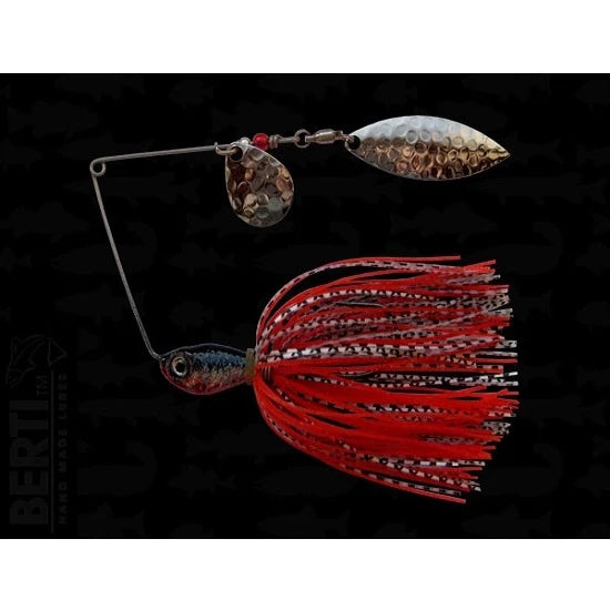 Spinnerbait Bertilure Cu Doua Palete Spinnerbait Cu Skirt  Colorado Model Salcie Culoare Alb Negru Rosu 11 Gr.