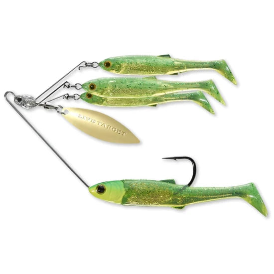 Spinnerbait Live Target Baitball Spinner Rig, Medium, 856 Lime Chart / Gold, 14g