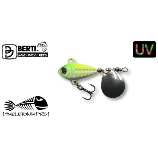 Spinnertail Berti Skeletonik Pro Colorado Nickel, White Chartreuse, 10g