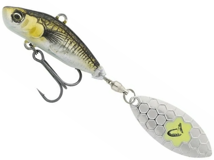 Spinnertail SAVAGE GEAR Sticklebait Tail Spin Sinking, Green Silver Ayu, 8cm, 18g, 1buc/pac