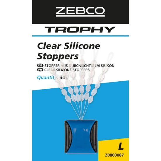 Stoper Zebco Trophy Clear Silicone L, 30buc/pac