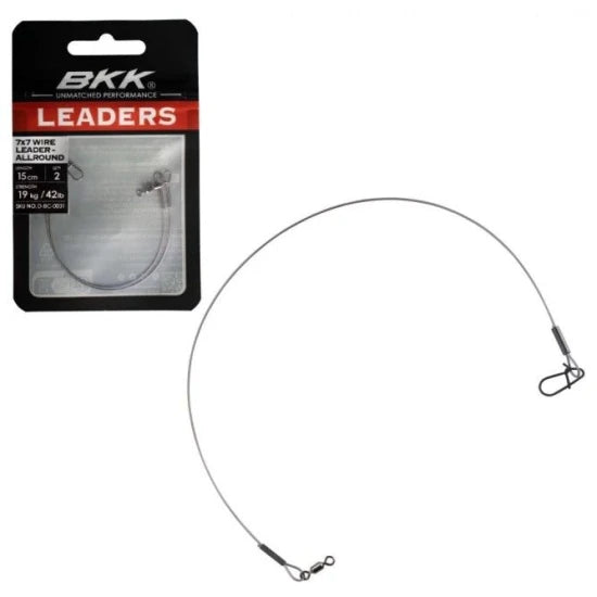 Struna Bkk 7x7 Wire Leader All Round Duolock Snap, 12kg, 25cm, 2buc/pac