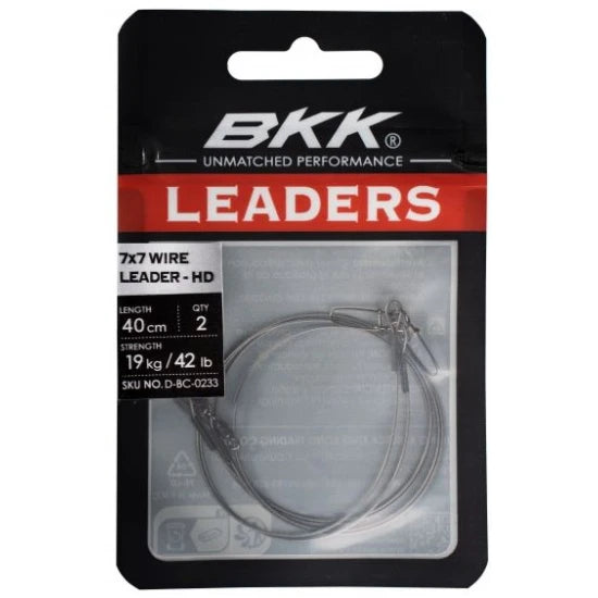Struna Bkk 7x7 Wire Leader Hd Pike Snap, 18kg, 40cm, 2buc/pac