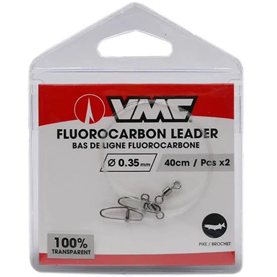 Struna Fluorocarbon Vmc Cu Vartej + Agrafa Rapida, 50cm, 0.18mm, 2buc/pac