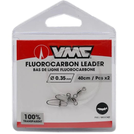 Struna Fluorocarbon Vmc Cu Vartej + Agrafa Rapida, 60cm, 0.30mm, 2buc/pac