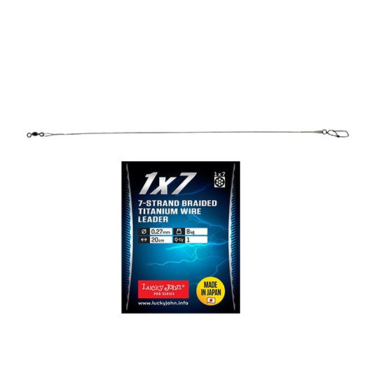 Struna Lucky John 7 Strand Titanium Leader 20cm 8kg neagra  1 buc/plic