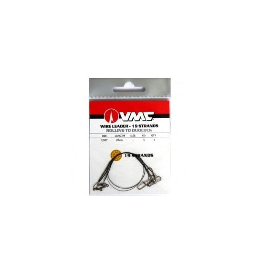 Struna VMC 20 cm cu agrafa rapida si vartej nr 7 black 12 kg